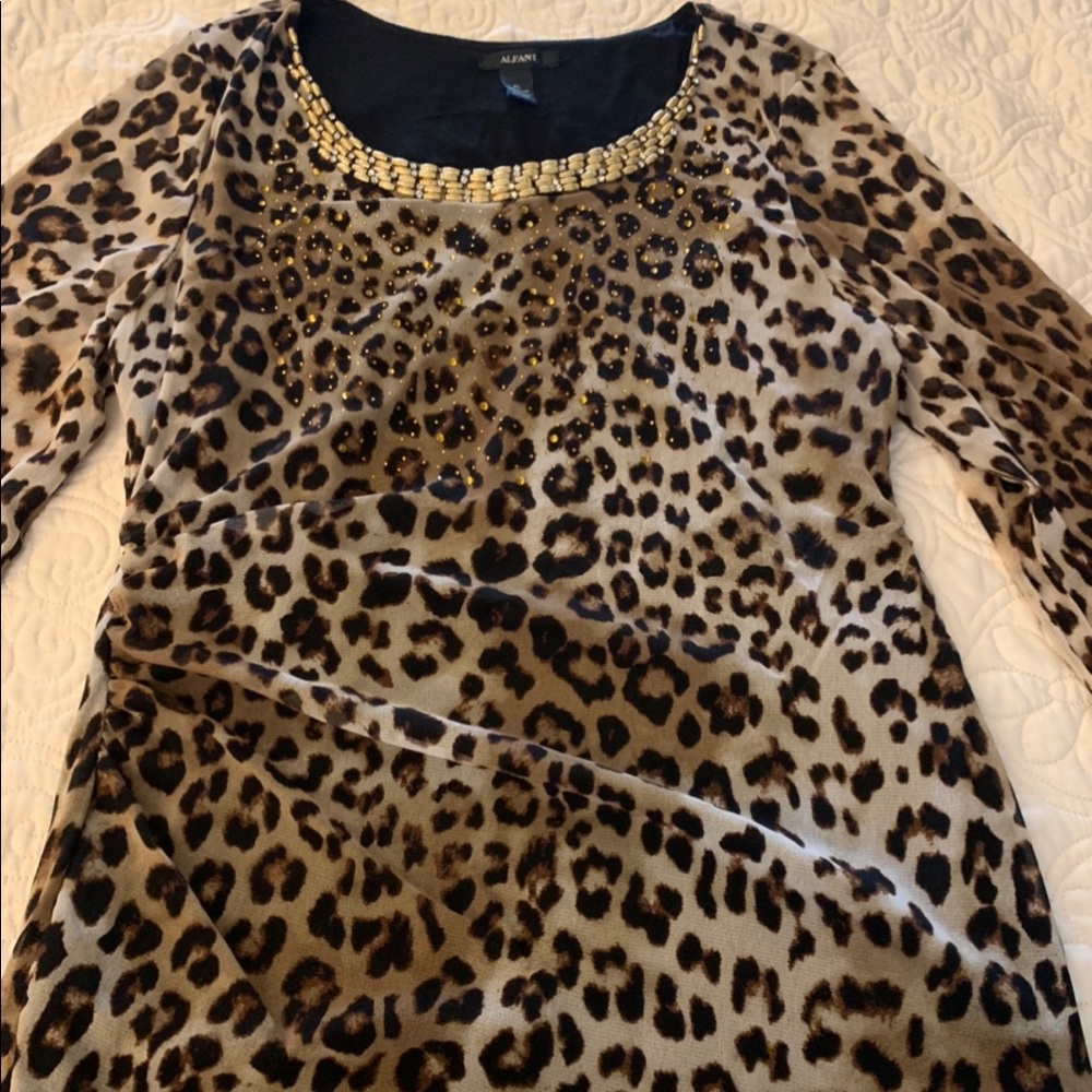 Alfani Leopard Print Lined Blouse - M